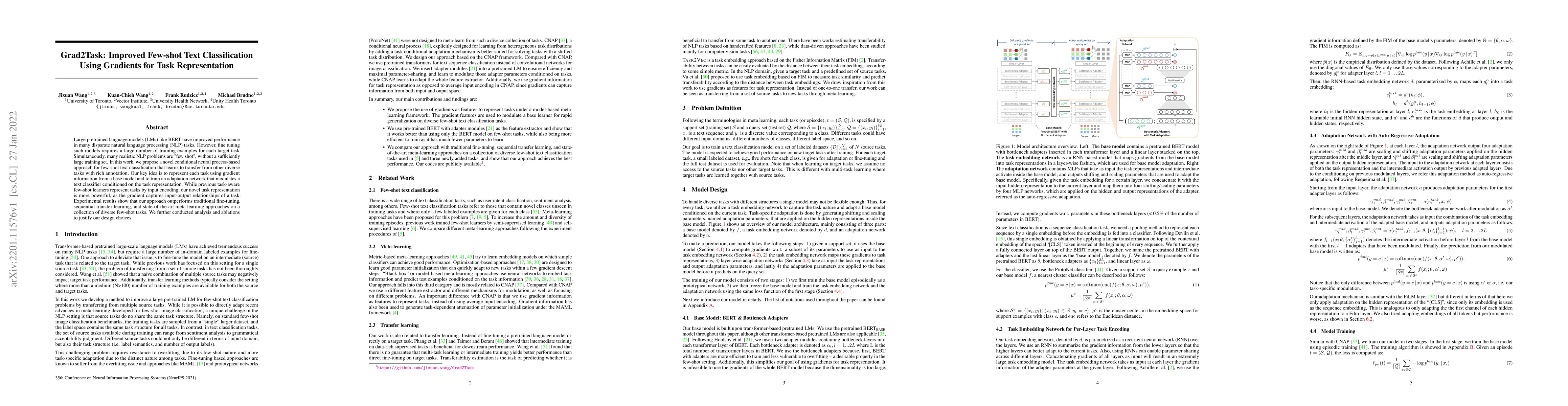 Thumbnail for Grad2Task: Improved Few-shot Text Classification Using Gradients for
  Task Representation