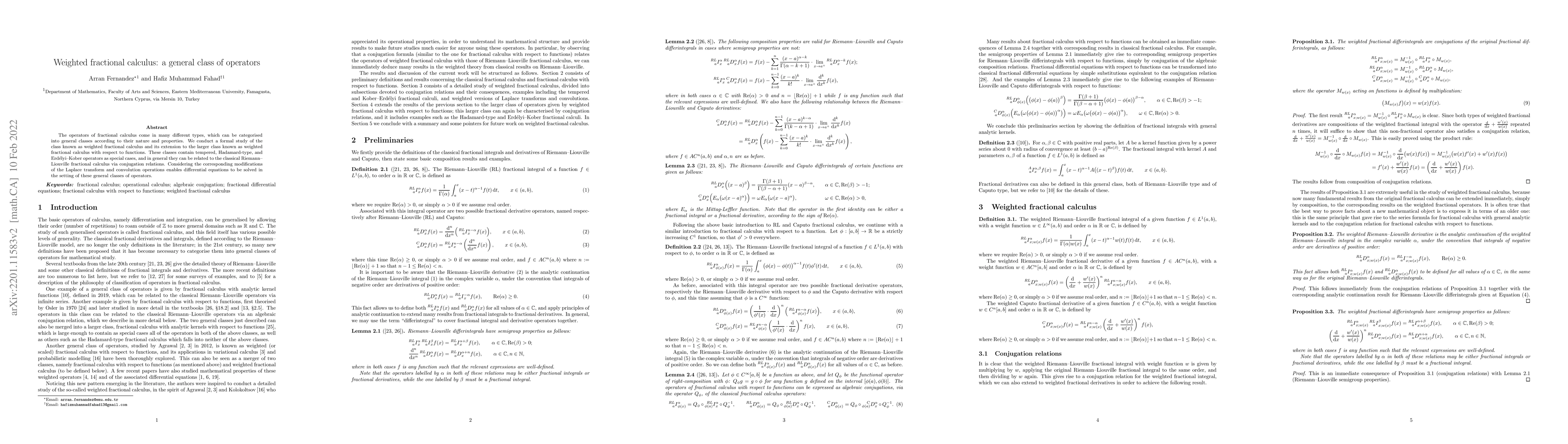 Thumbnail for Weighted fractional calculus: a general class of operators