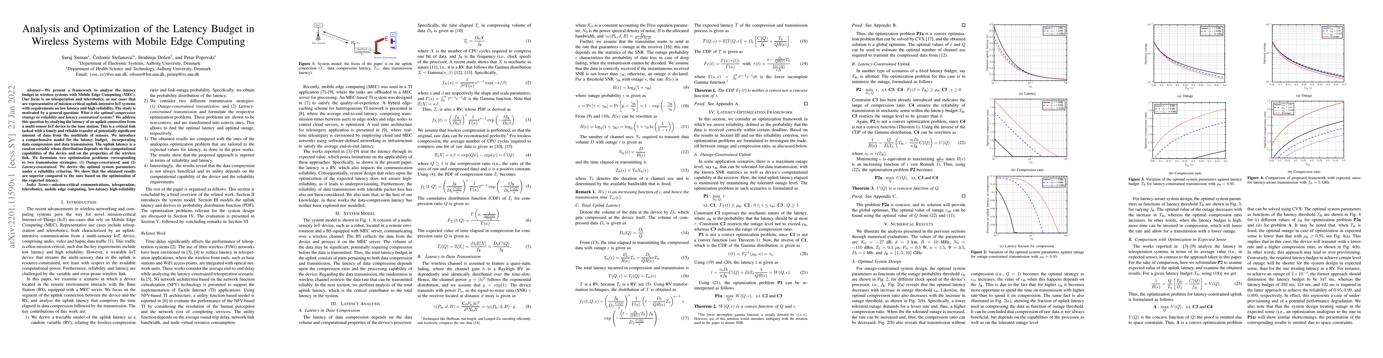 Thumbnail for Analysis and Optimization of the Latency Budget in Wireless Systems with
  Mobile Edge Computing