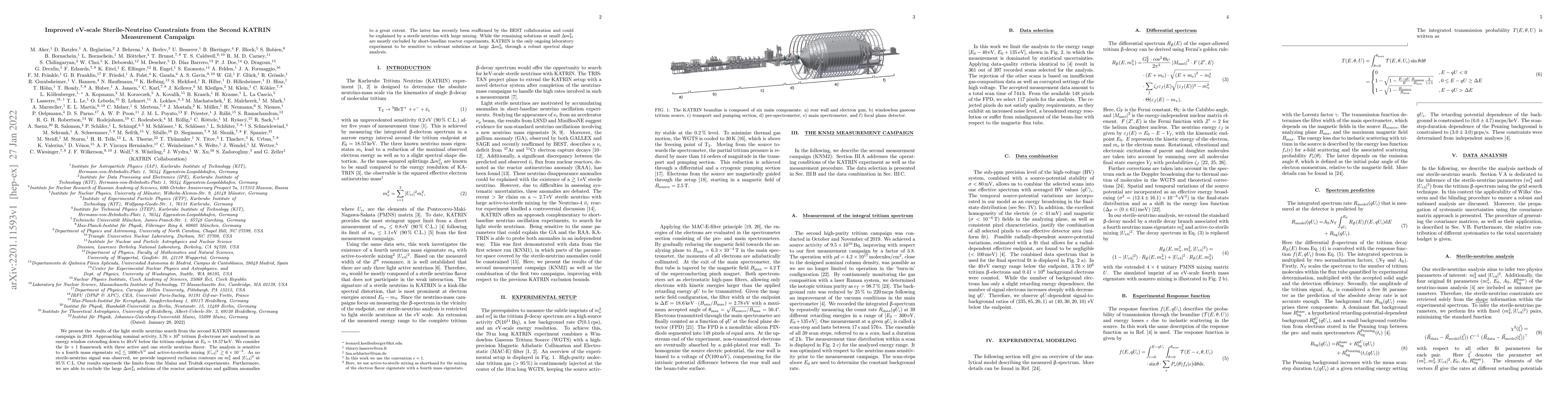Thumbnail for Improved eV-scale Sterile-Neutrino Constraints from the Second KATRIN
  Measurement Campaign