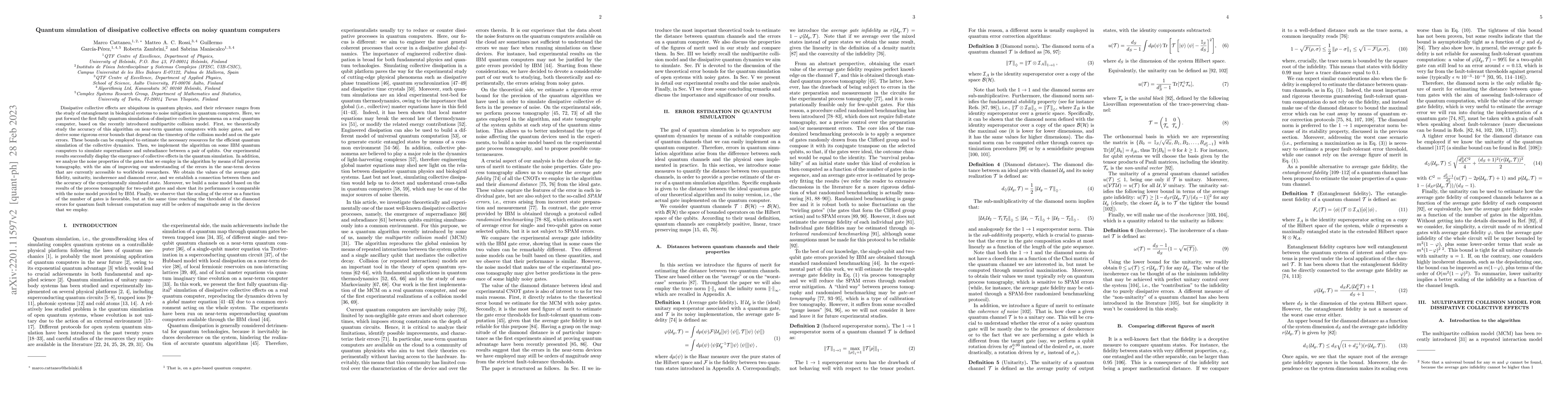 Thumbnail for Quantum simulation of dissipative collective effects on noisy quantum
  computers