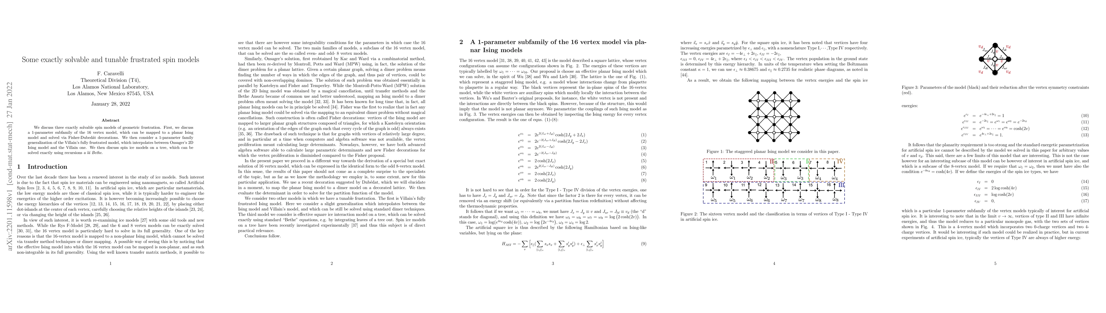 Thumbnail for Some exactly solvable and tunable frustrated spin models