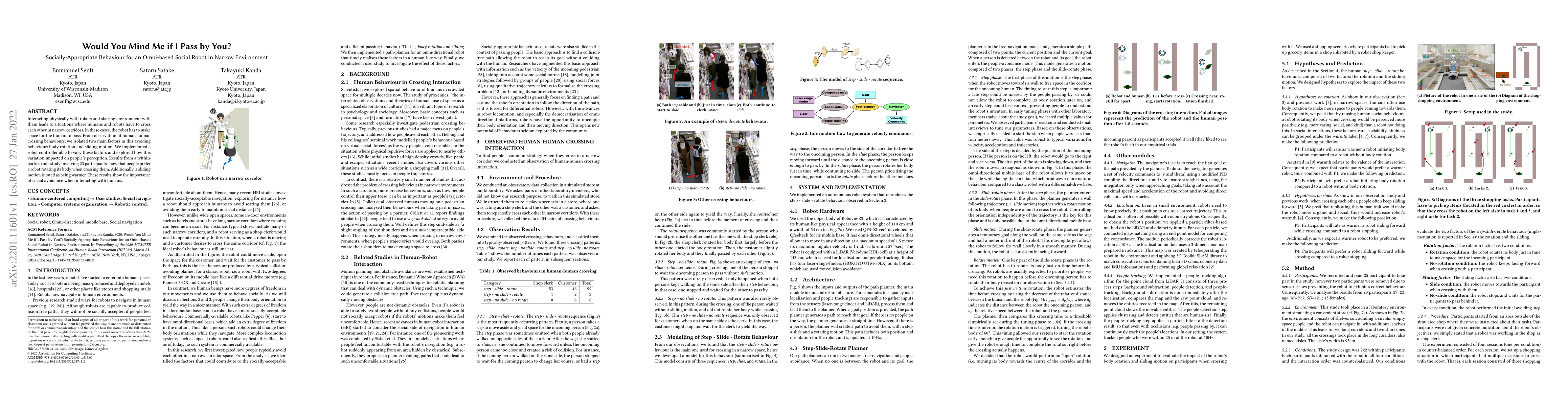 Thumbnail for Would You Mind Me if I Pass by You? Socially-Appropriate Behaviour for
  an Omni-based Social Robot in Narrow Environment