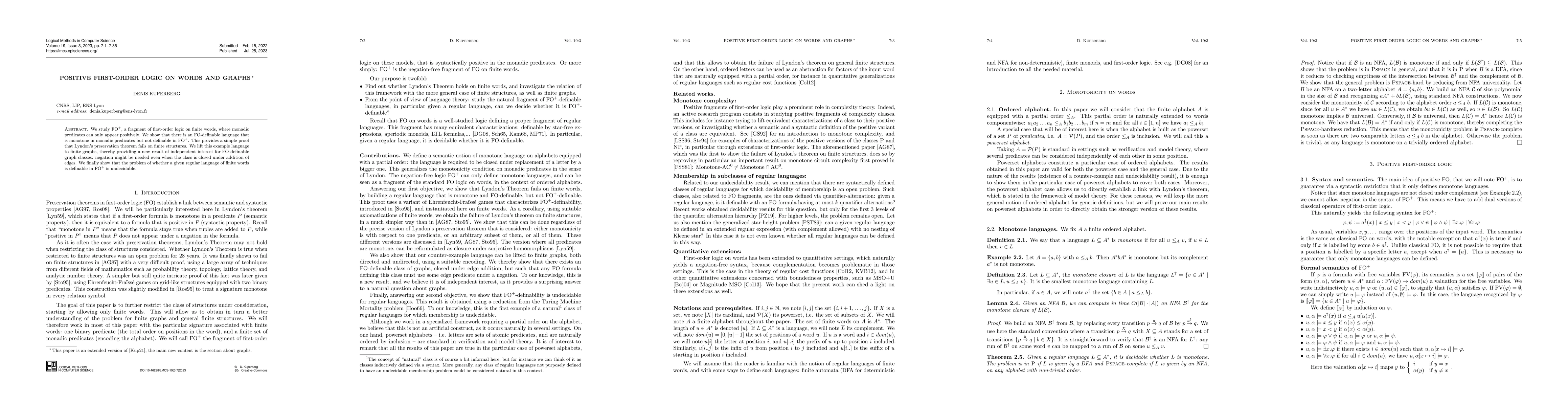 Thumbnail for Positive First-order Logic on Words and Graphs