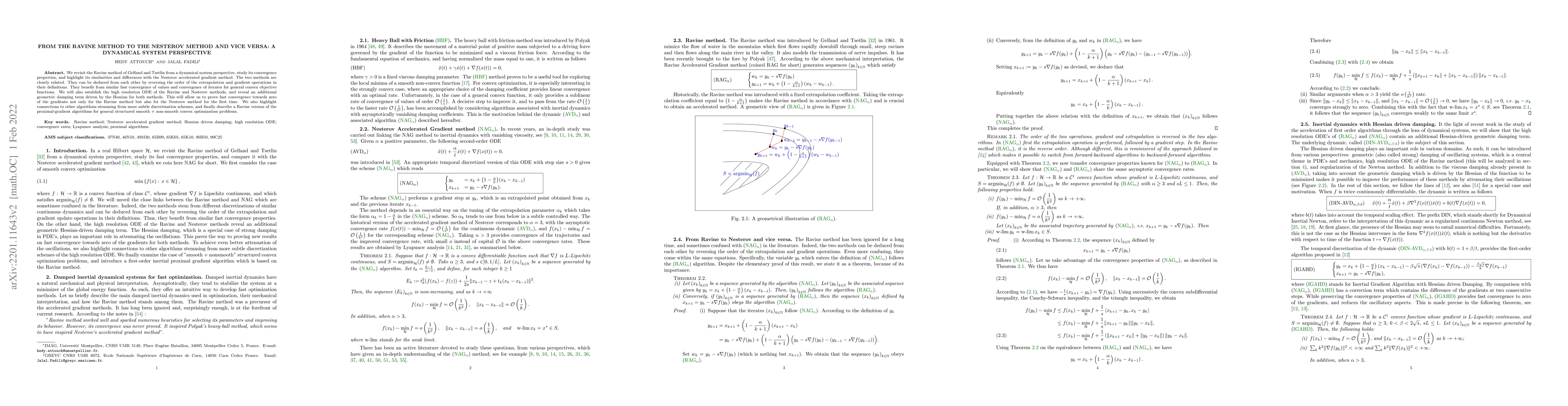 Thumbnail for From the Ravine method to the Nesterov method and vice versa: a
  dynamical system perspective