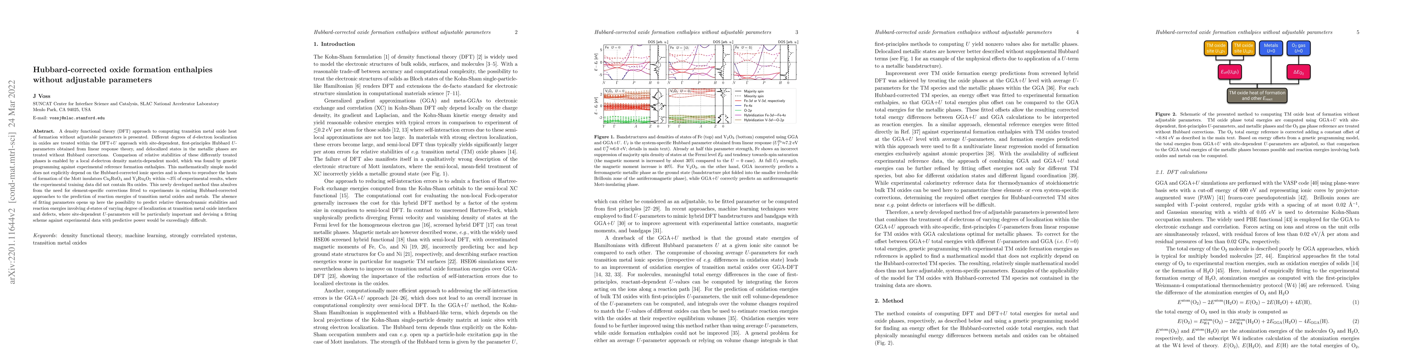 Thumbnail for Hubbard-corrected oxide formation enthalpies without adjustable
  parameters