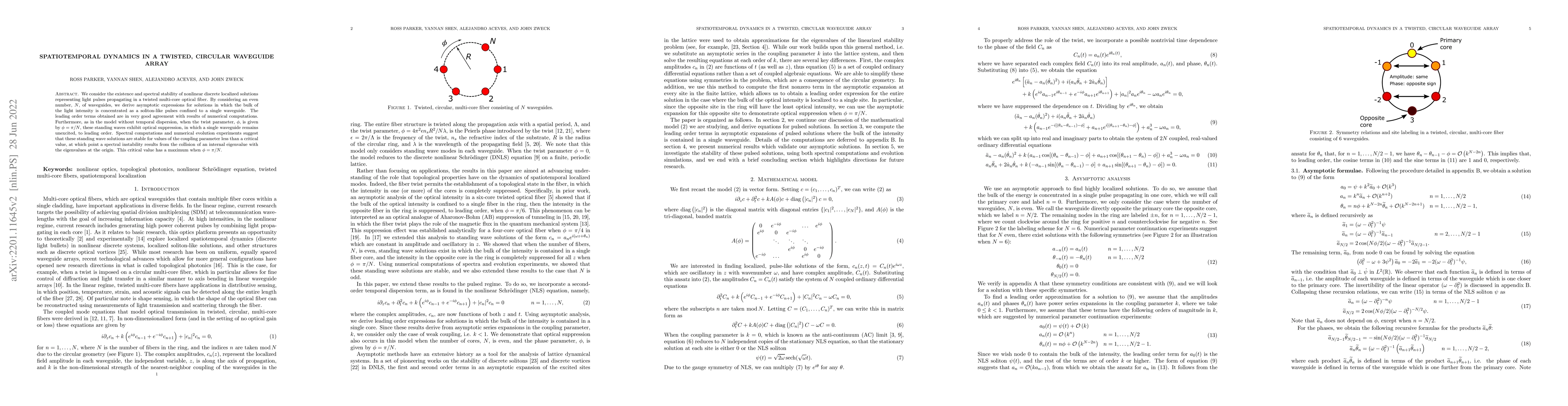 Thumbnail for Spatiotemporal dynamics in a twisted, circular waveguide array