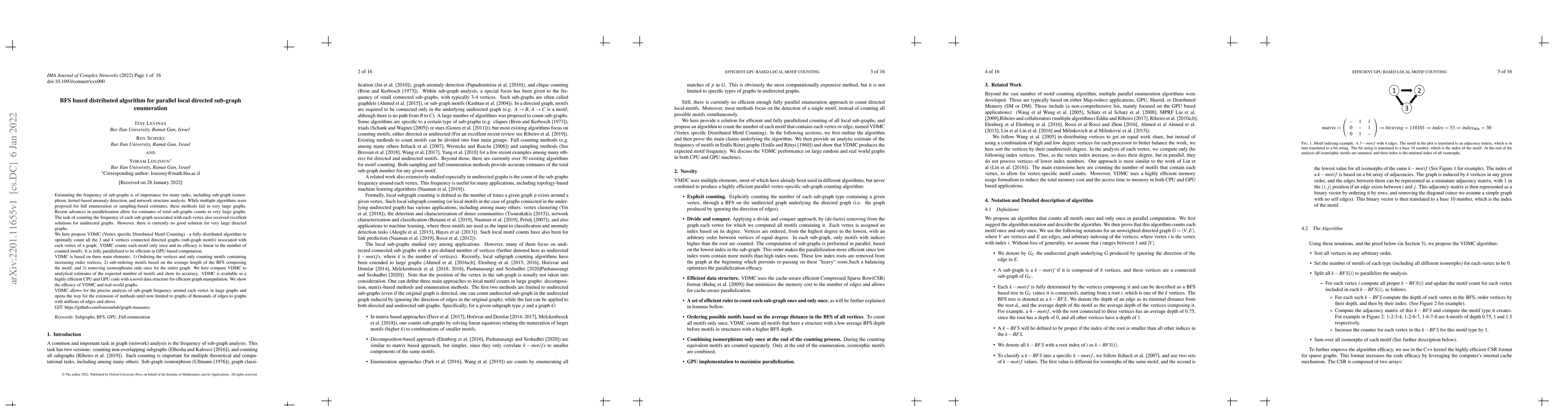Thumbnail for BFS based distributed algorithm for parallel local directed sub-graph
  enumeration