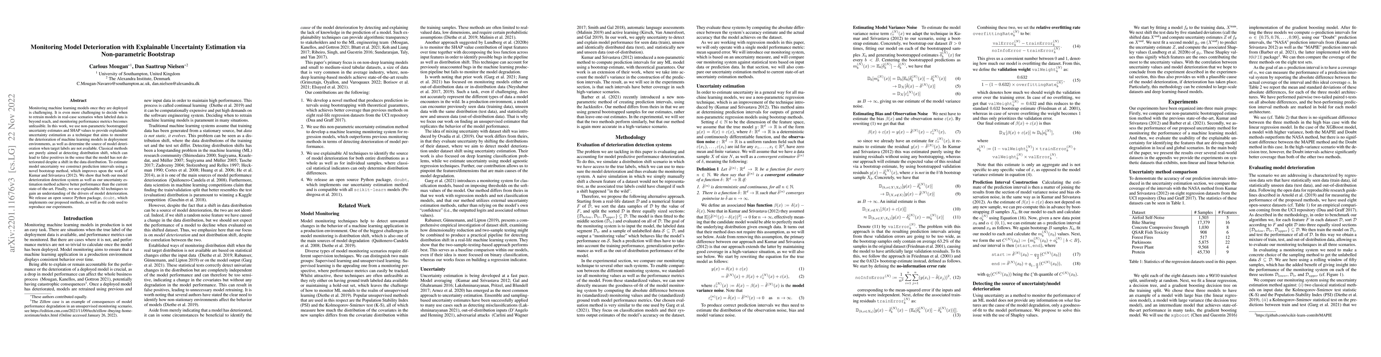 Thumbnail for Monitoring Model Deterioration with Explainable Uncertainty Estimation
  via Non-parametric Bootstrap