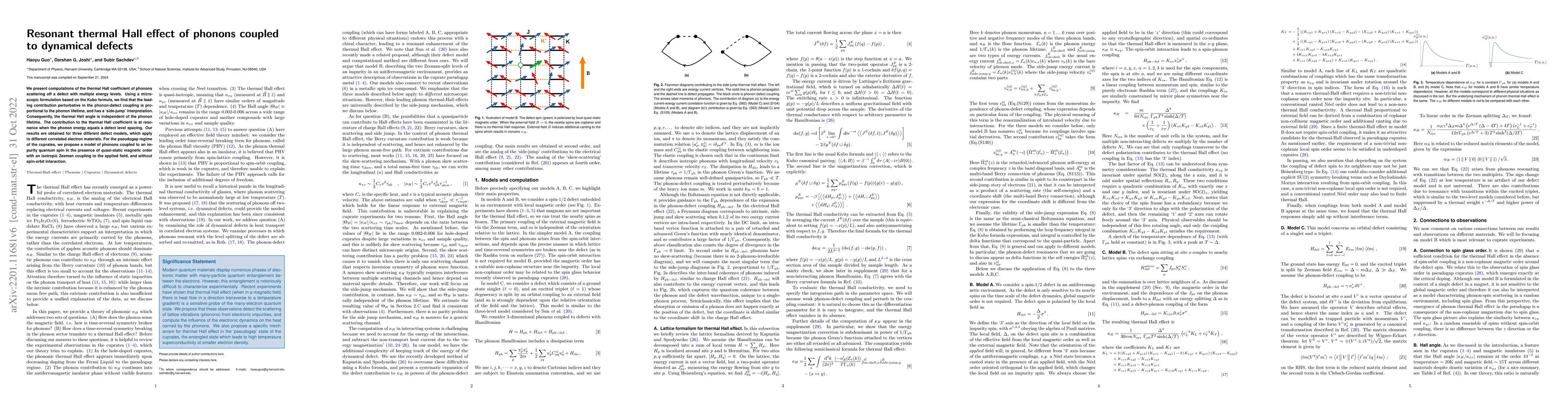 Thumbnail for Resonant thermal Hall effect of phonons coupled to dynamical defects