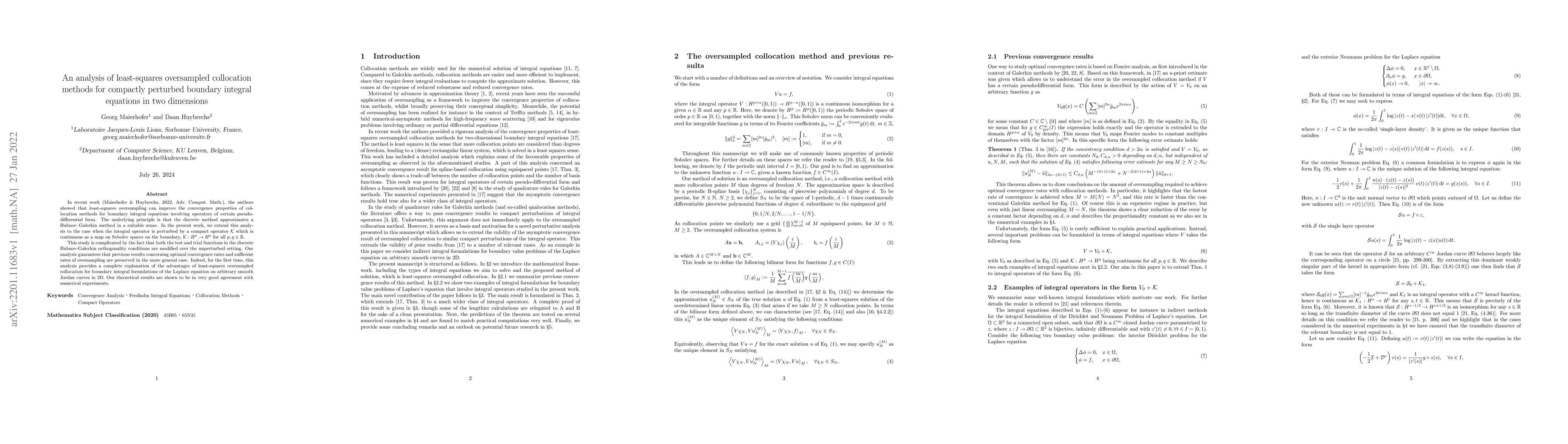 Thumbnail for An analysis of least-squares oversampled collocation methods for
  compactly perturbed boundary integral equations in two dimensions