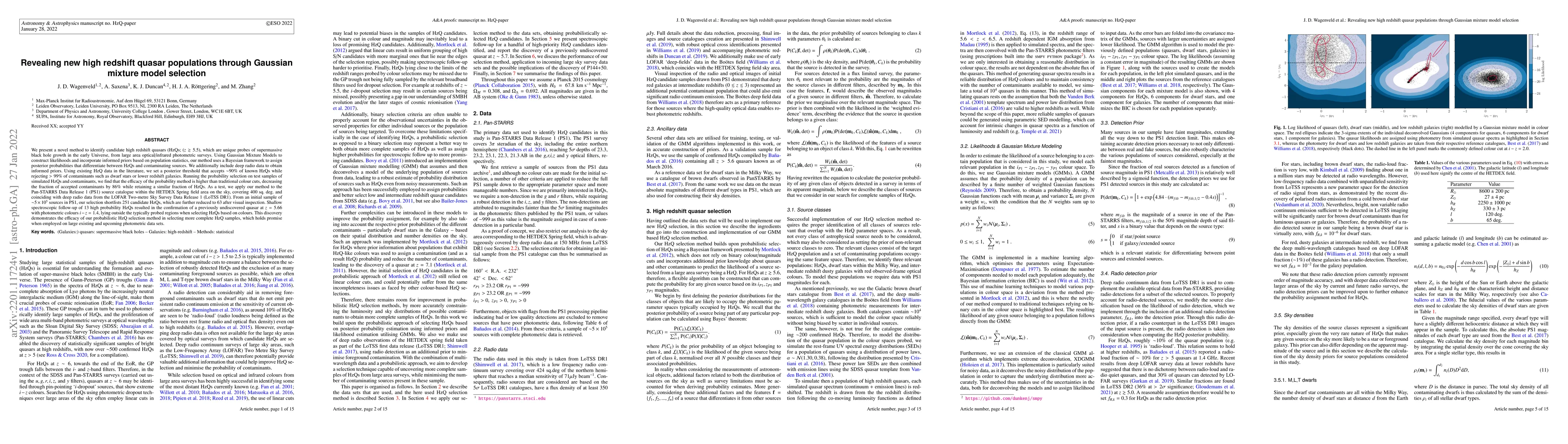 Thumbnail for Revealing new high redshift quasar populations through Gaussian mixture
  model selection