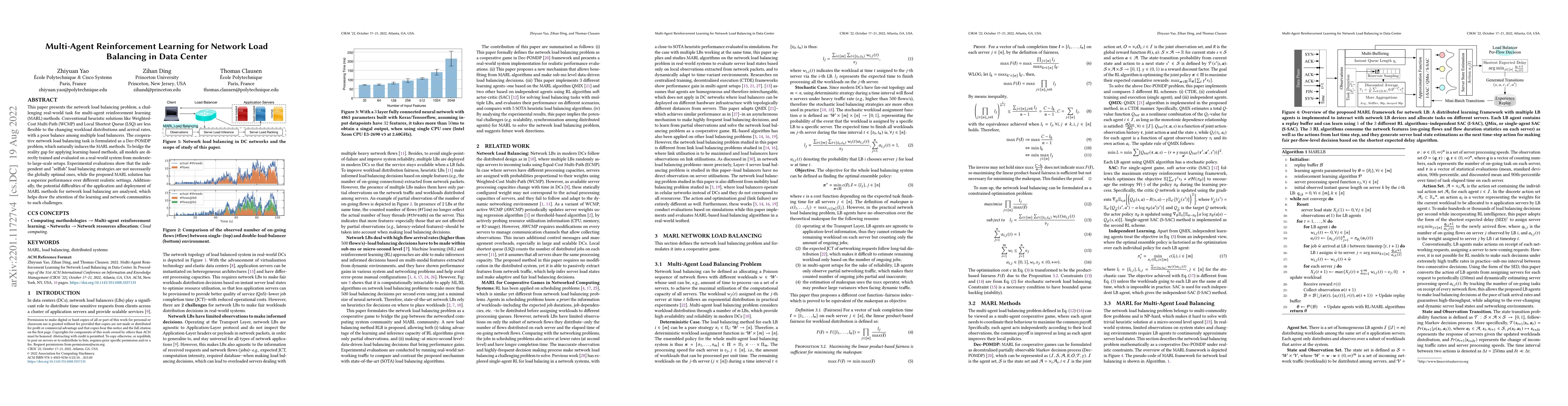Thumbnail for Multi-Agent Reinforcement Learning for Network Load Balancing in Data
  Center