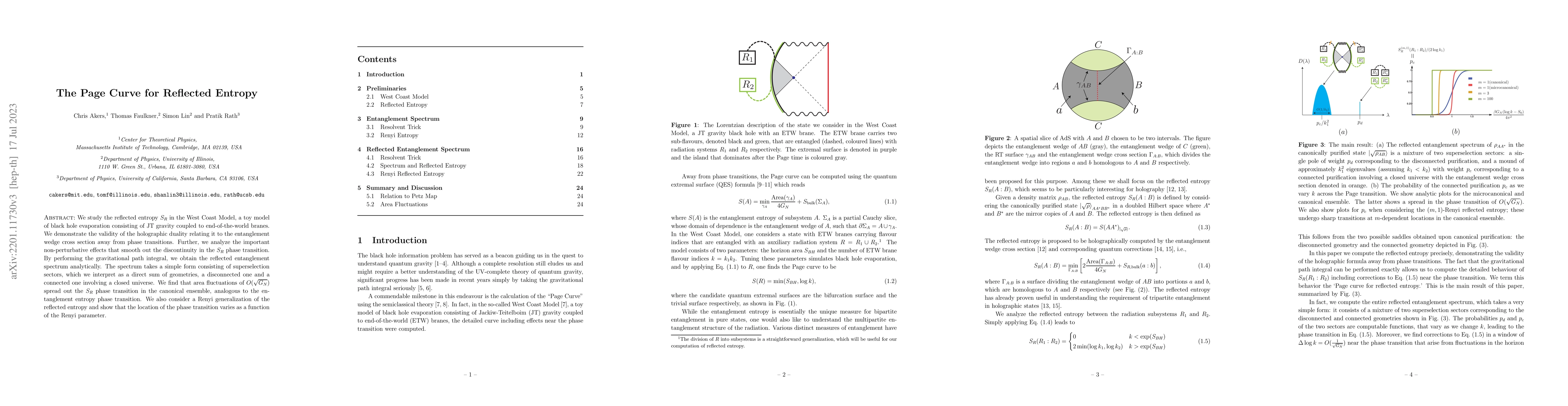 Thumbnail for The Page Curve for Reflected Entropy