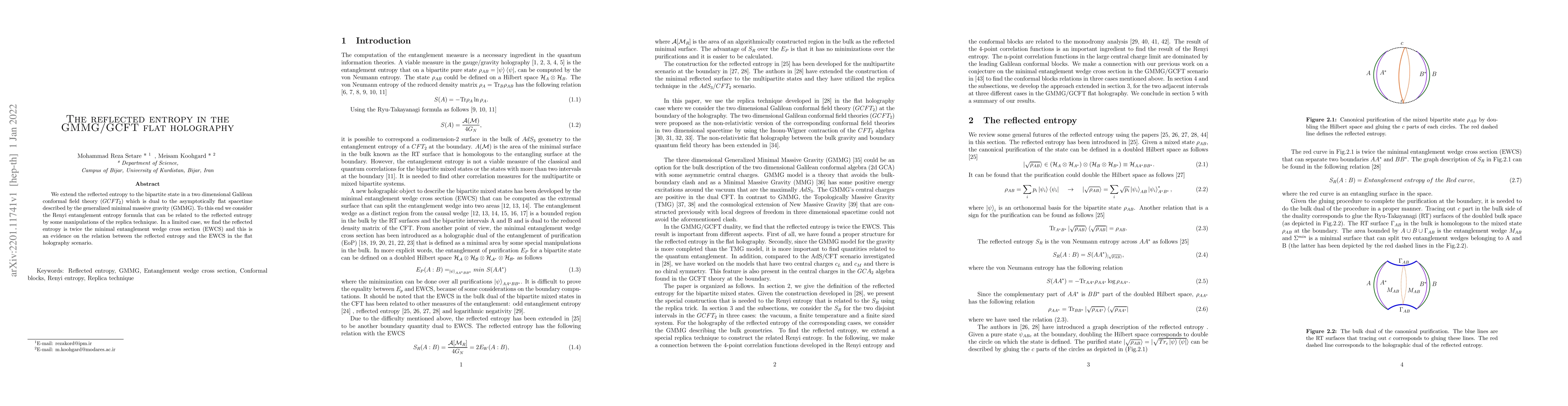 Thumbnail for The reflected entropy in the GMMG/GCFT flat holography