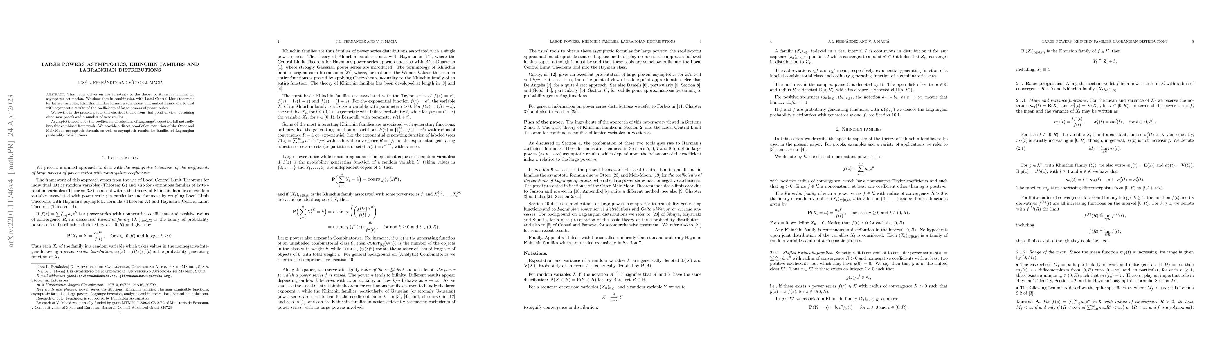 Thumbnail for Large Powers asymptotics, Khinchin families and Lagrangian distributions