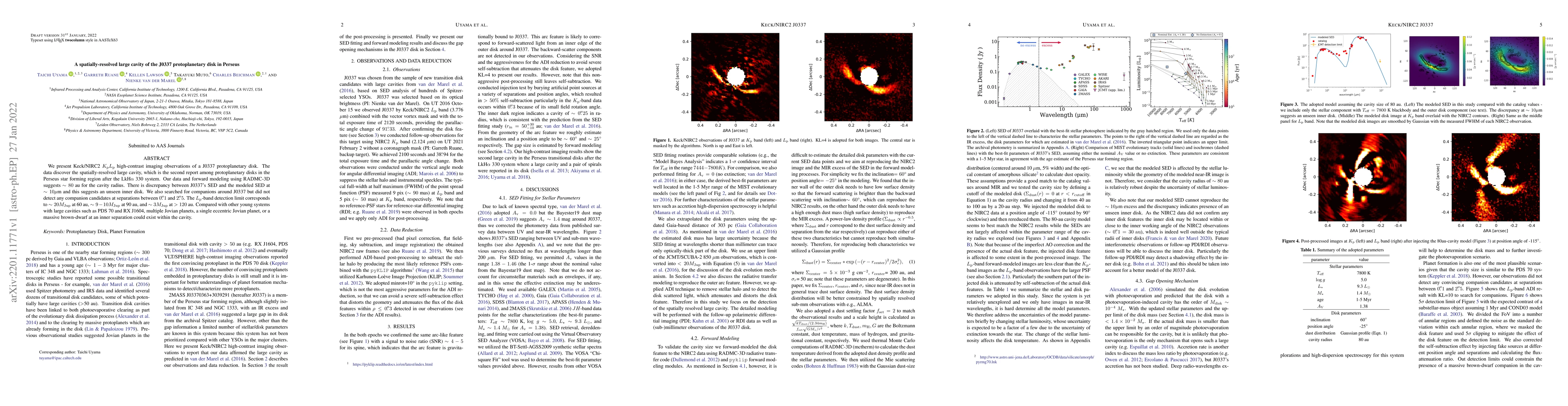 Thumbnail for A spatially-resolved large cavity of the J0337 protoplanetary disk in
  Perseus