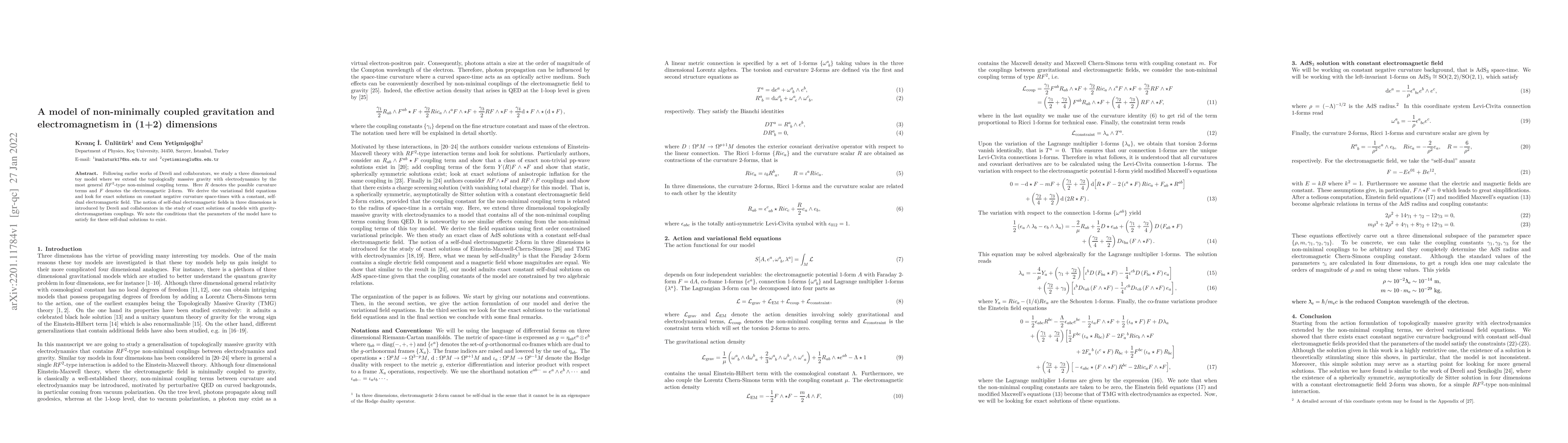 Thumbnail for A model of non-minimally coupled gravitation and electromagnetism in
  (1+2) dimensions