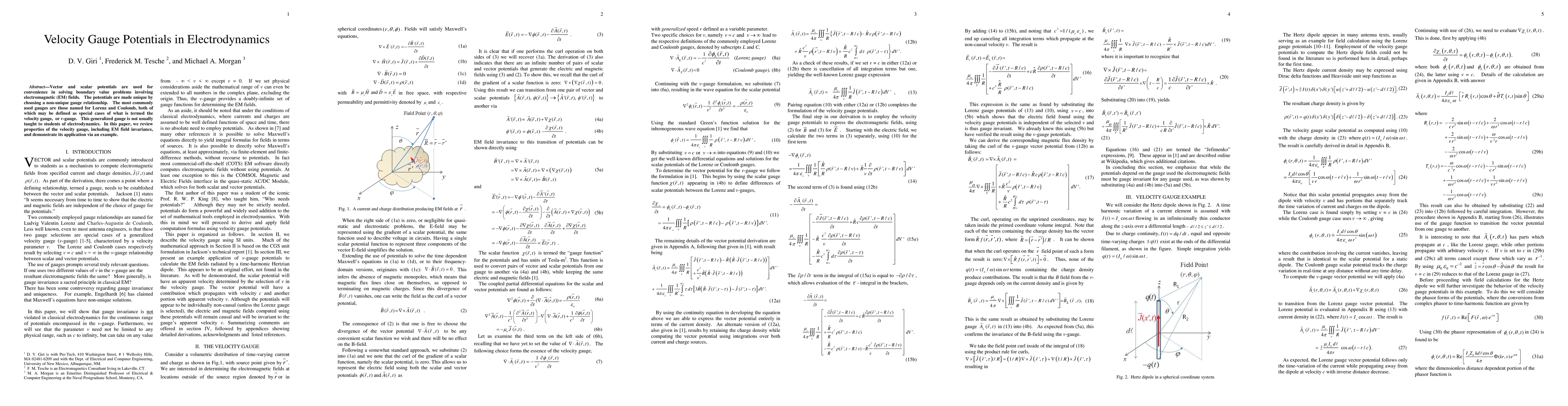 Thumbnail for Velocity Gauge Potentials in Electrodynamics