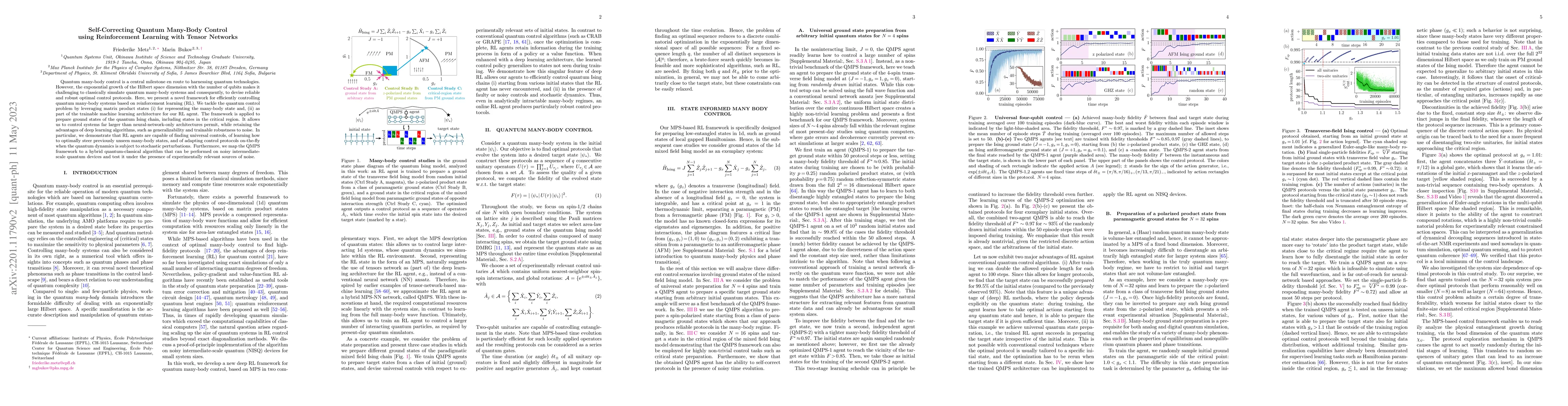 Thumbnail for Self-Correcting Quantum Many-Body Control using Reinforcement Learning
  with Tensor Networks