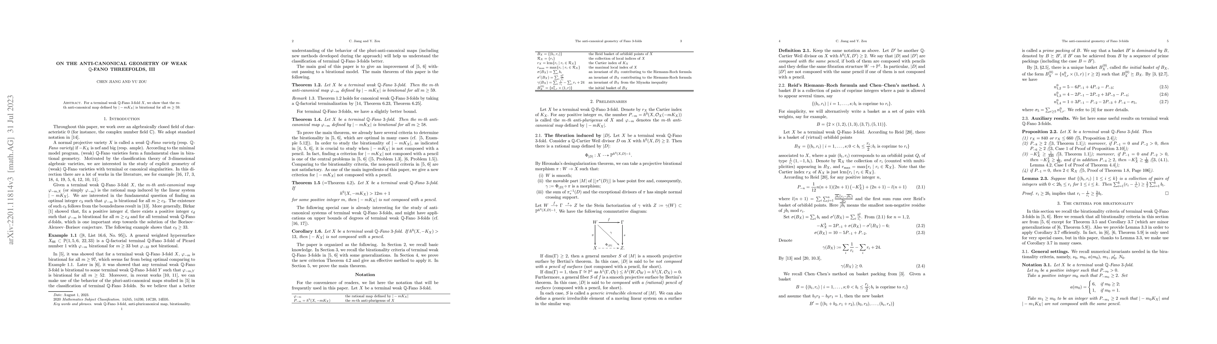 Thumbnail for On the anti-canonical geometry of weak $\mathbb{Q}$-Fano threefolds, III