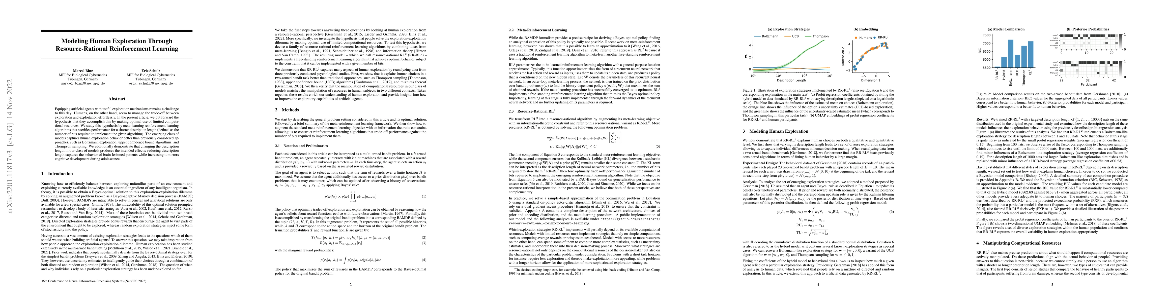 Thumbnail for Modeling Human Exploration Through Resource-Rational Reinforcement
  Learning
