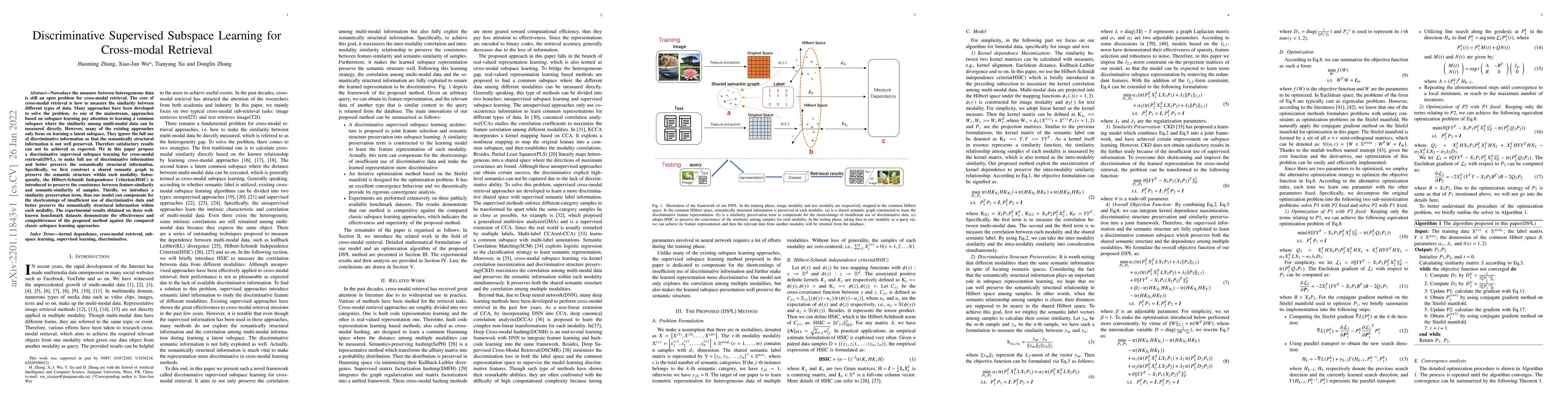 Thumbnail for Discriminative Supervised Subspace Learning for Cross-modal Retrieval