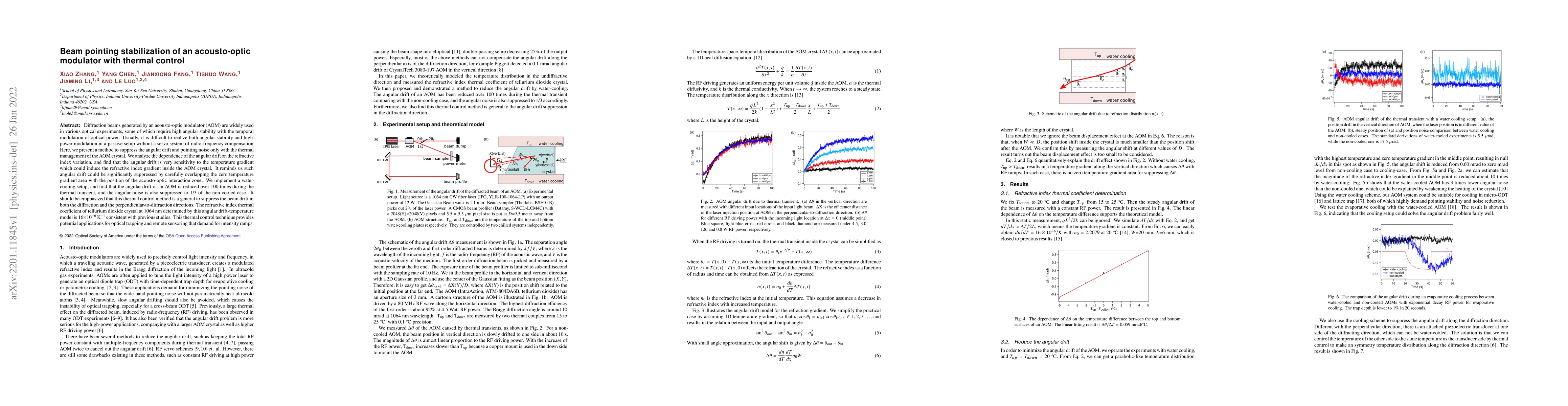 Thumbnail for Beam pointing stabilization of an acousto-optic modulator with thermal
  control