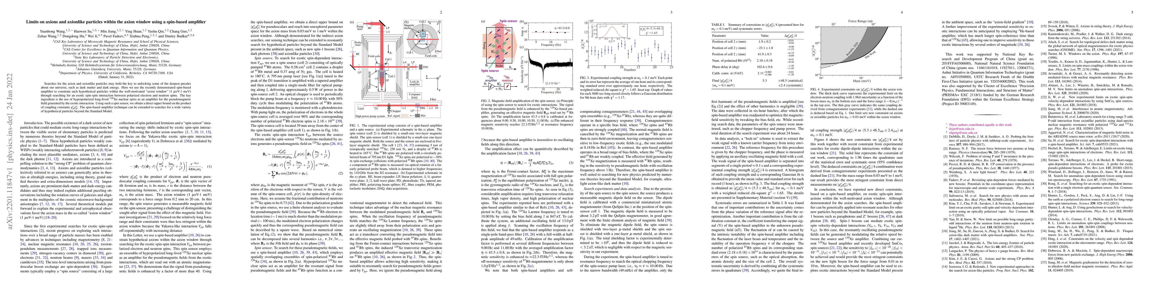 Thumbnail for Limits on axions and axionlike particles within the axion window using a
  spin-based amplifier