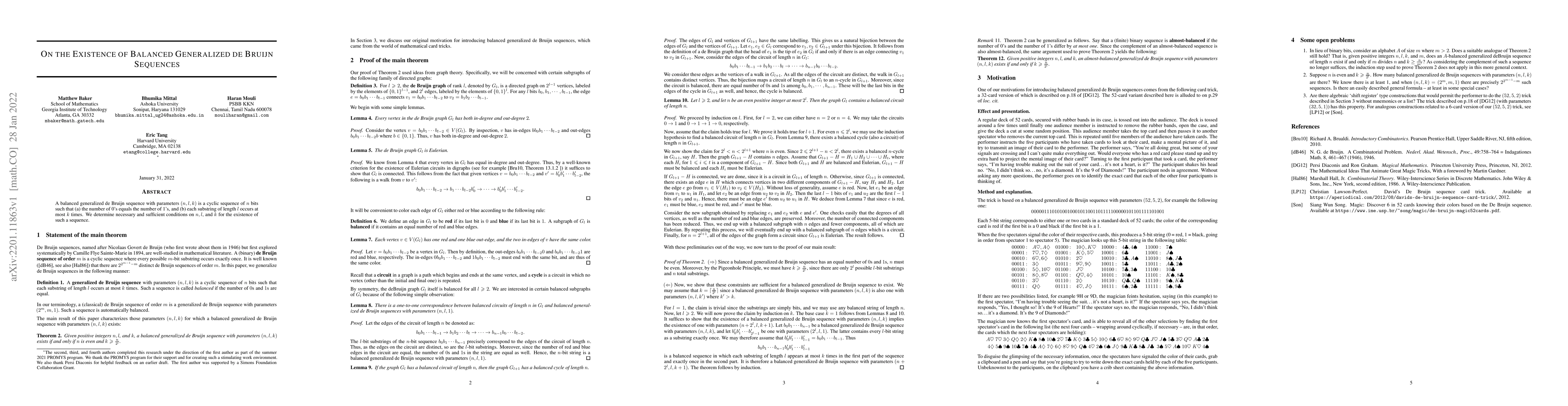 Thumbnail for On the Existence of Balanced Generalized de Bruijn Sequences