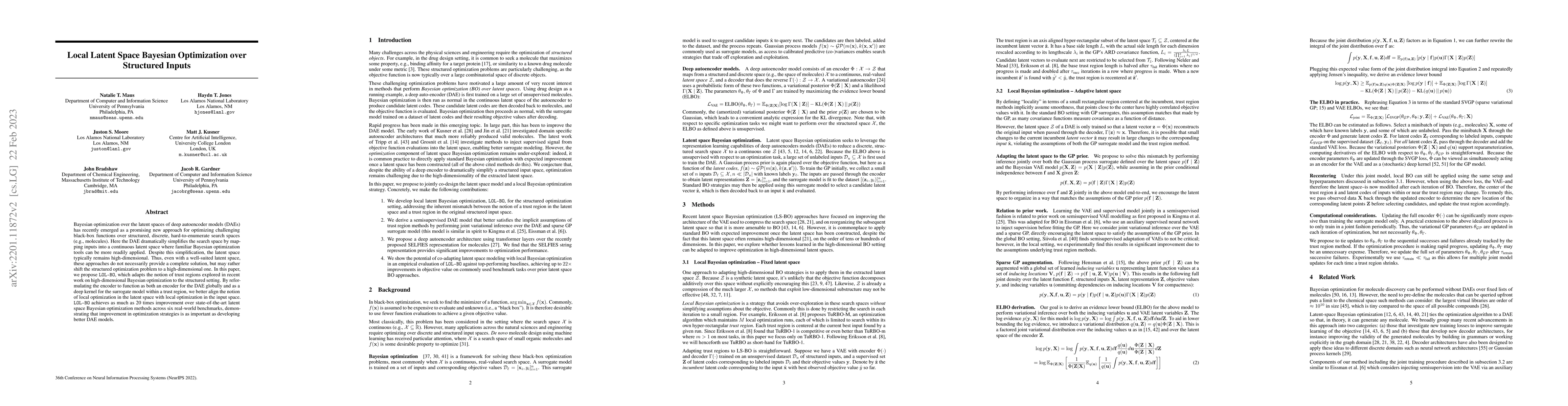 Thumbnail for Local Latent Space Bayesian Optimization over Structured Inputs