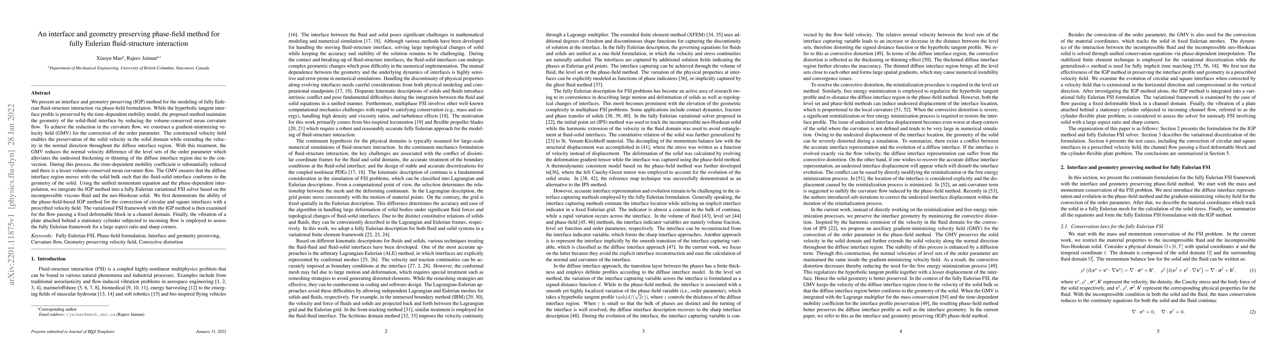 Thumbnail for An interface and geometry preserving phase-field method for fully
  Eulerian fluid-structure interaction
