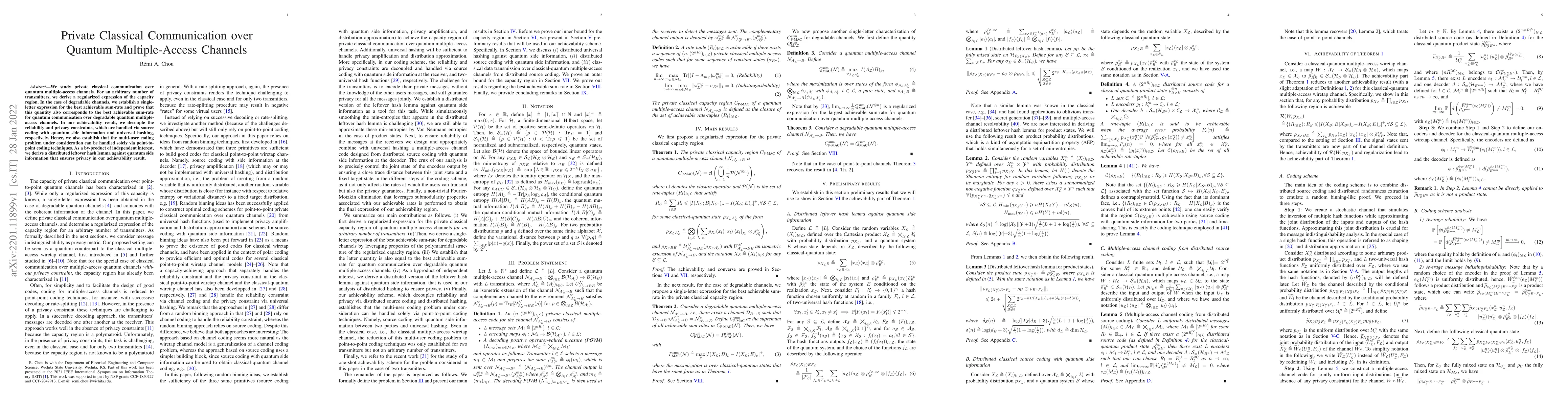 Thumbnail for Private Classical Communication over Quantum Multiple-Access Channels
