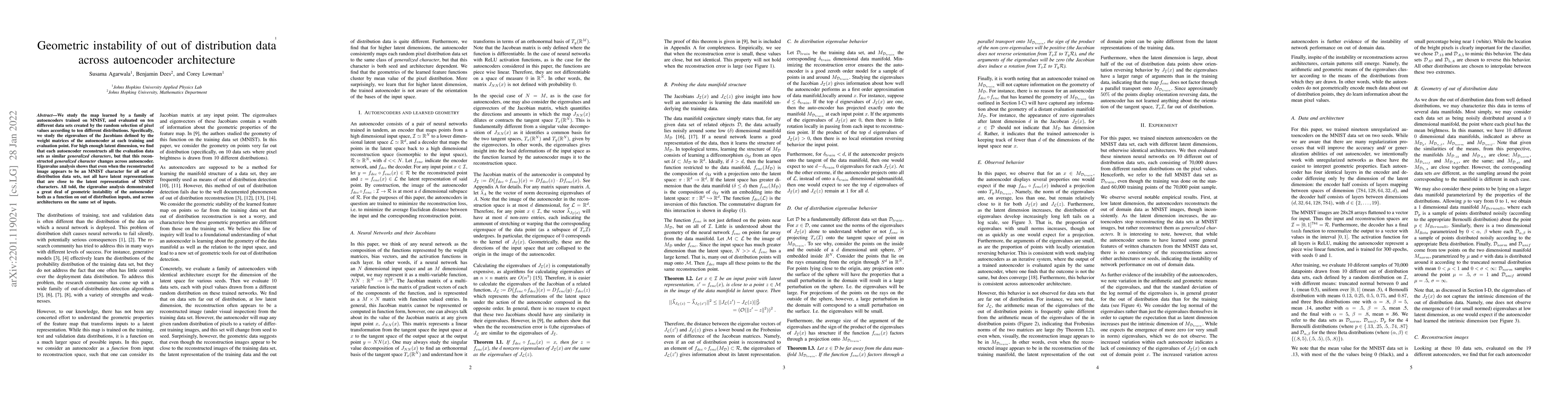Thumbnail for Geometric instability of out of distribution data across autoencoder
  architecture