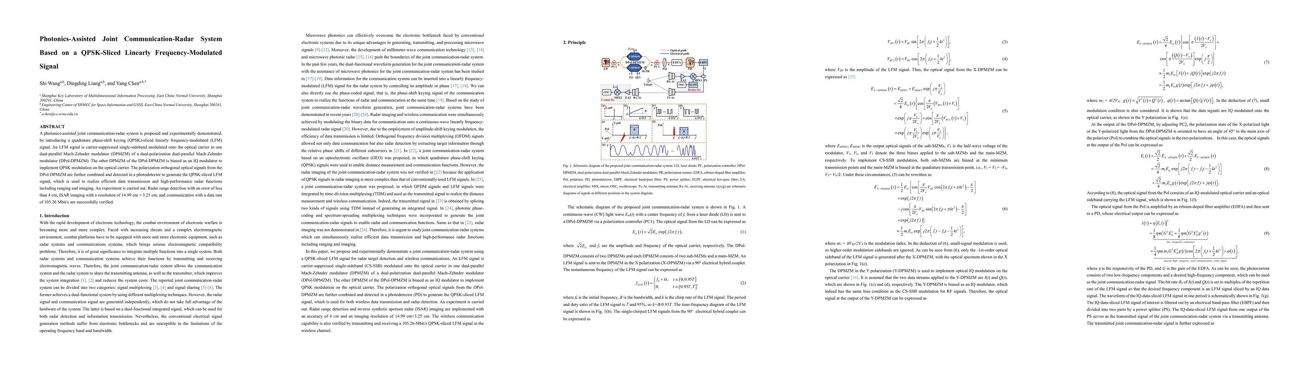 Thumbnail for Photonics-Assisted Joint Communication-Radar System Based on a
  QPSK-Sliced Linearly Frequency-Modulated Signal