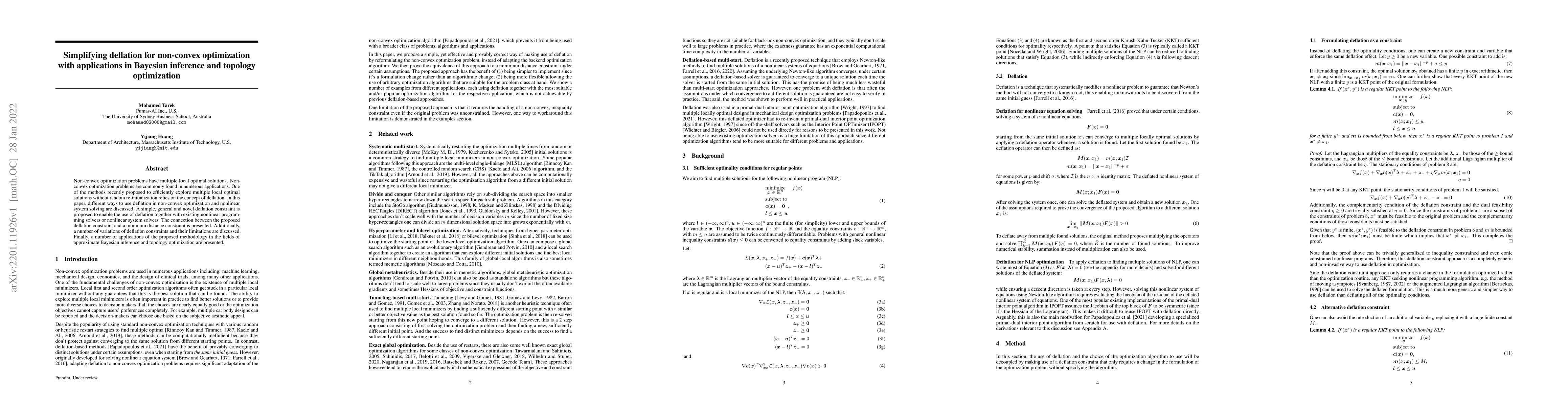 Thumbnail for Simplifying deflation for non-convex optimization with applications in
  Bayesian inference and topology optimization