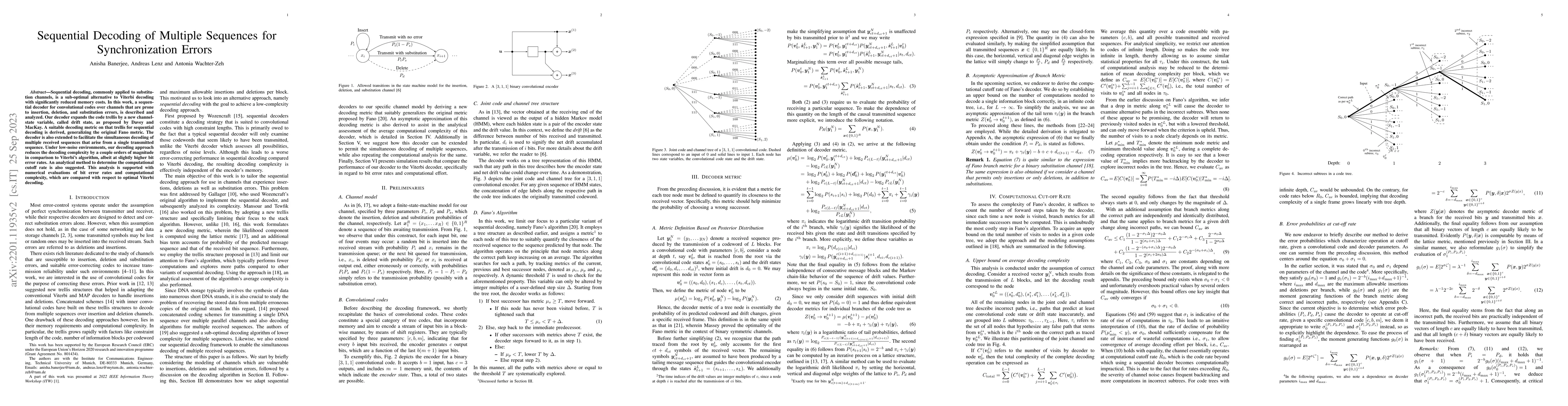 Thumbnail for Sequential Decoding of Convolutional Codes for Synchronization Errors