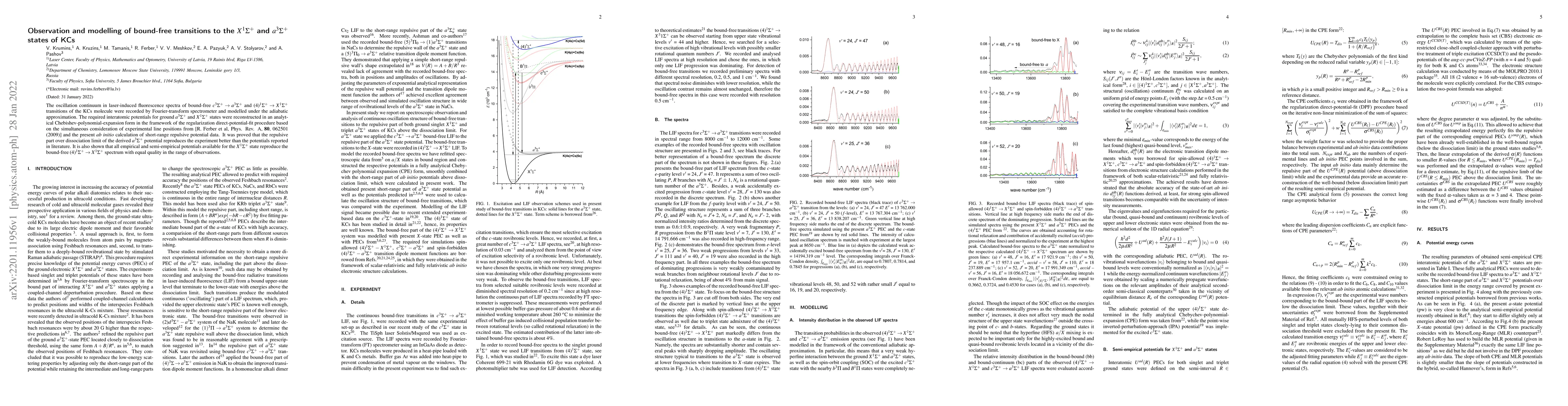 Thumbnail for Observation and modelling of bound-free transitions to the $X^1\Sigma^+$
  and $a^3\Sigma^+$ states of KCs