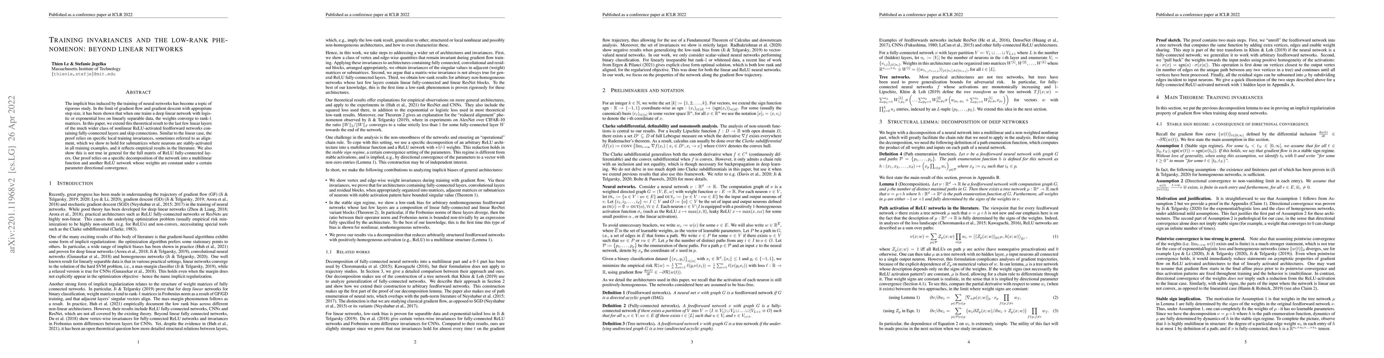 Thumbnail for Training invariances and the low-rank phenomenon: beyond linear networks