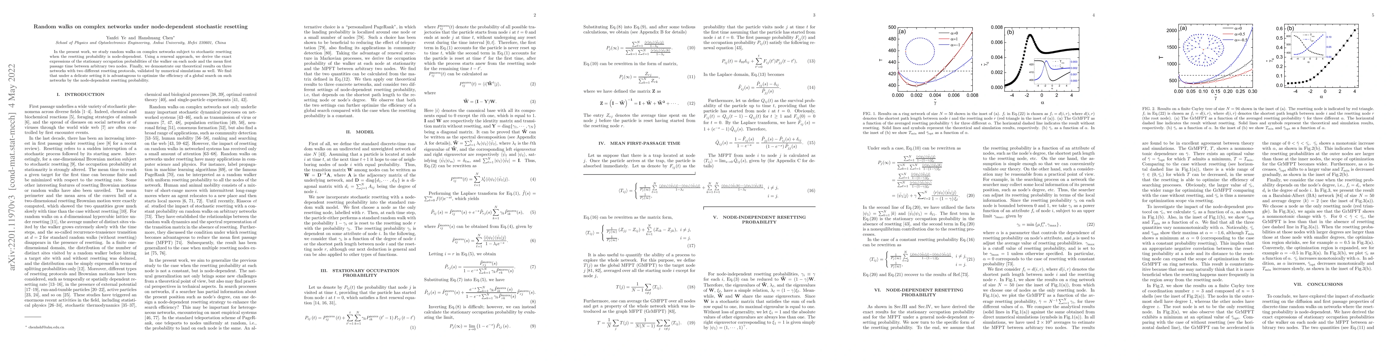 Thumbnail for Random walks on complex networks under node-dependent stochastic
  resetting