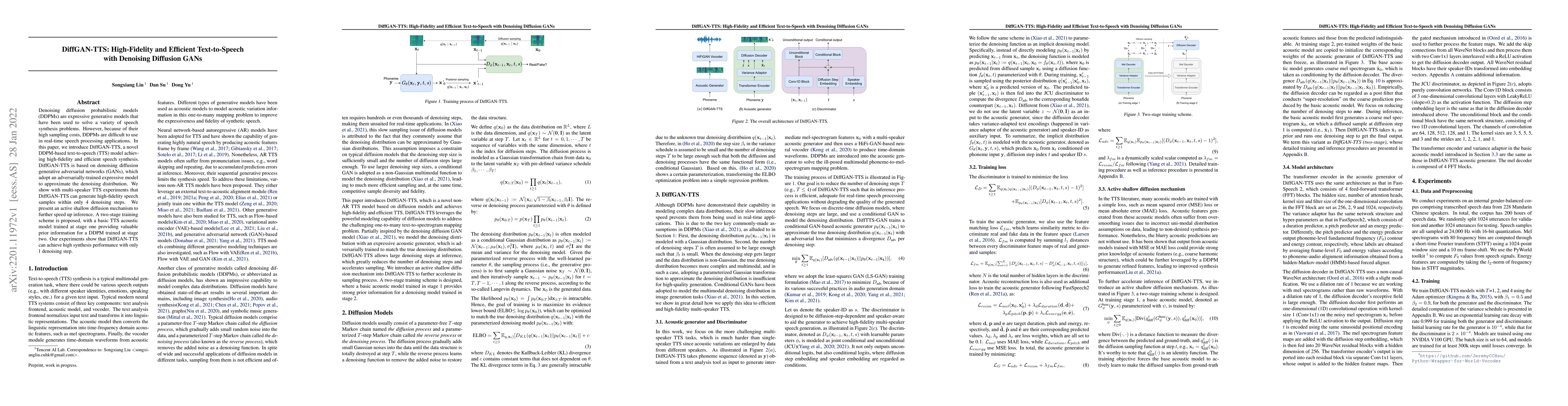 Thumbnail for DiffGAN-TTS: High-Fidelity and Efficient Text-to-Speech with Denoising
  Diffusion GANs
