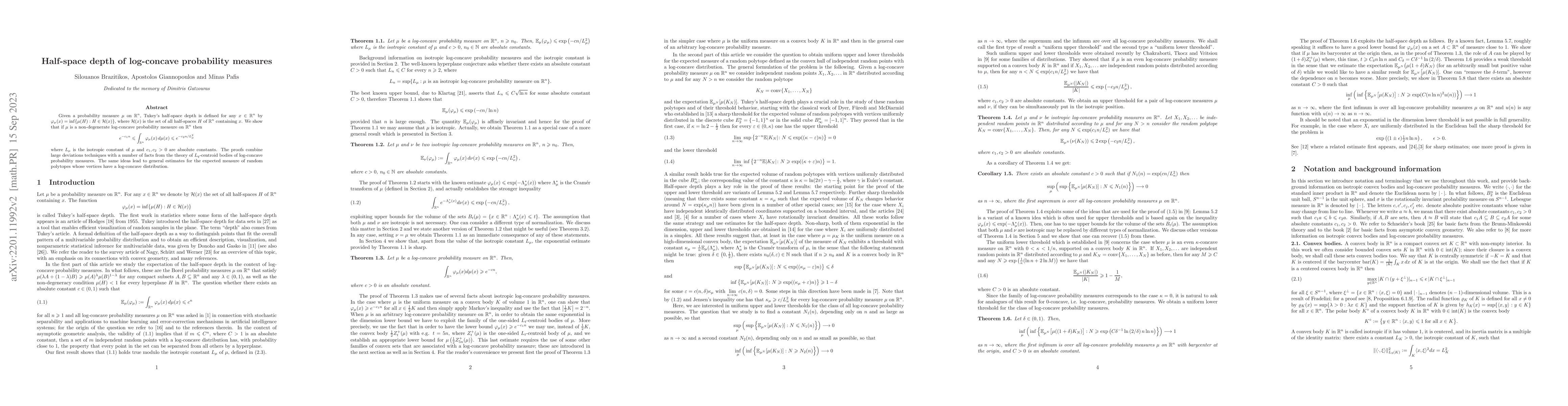 Thumbnail for Half-space depth of log-concave probability measures