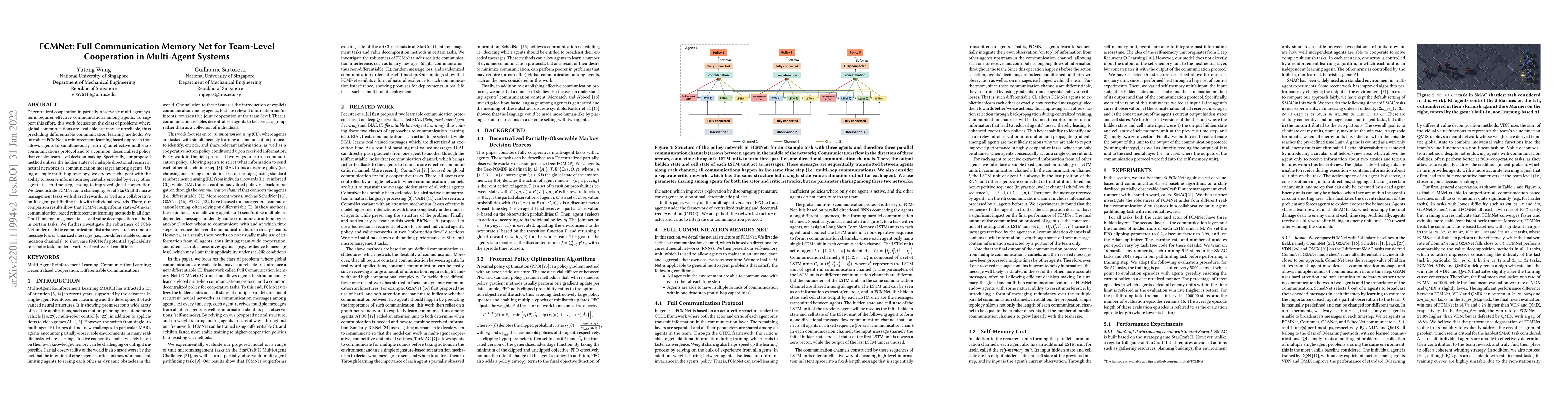 Thumbnail for FCMNet: Full Communication Memory Net for Team-Level Cooperation in
  Multi-Agent Systems