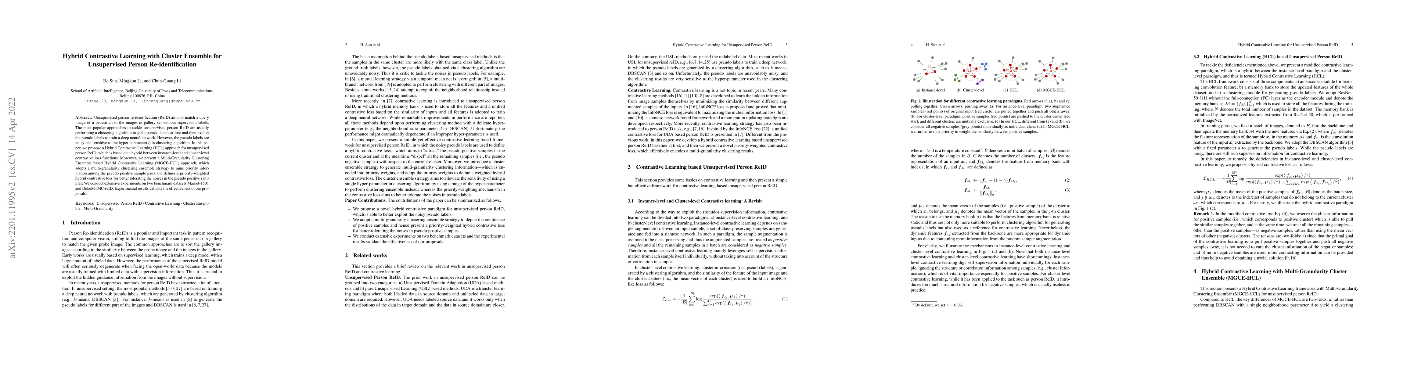 Thumbnail for Hybrid Contrastive Learning with Cluster Ensemble for Unsupervised
  Person Re-identification