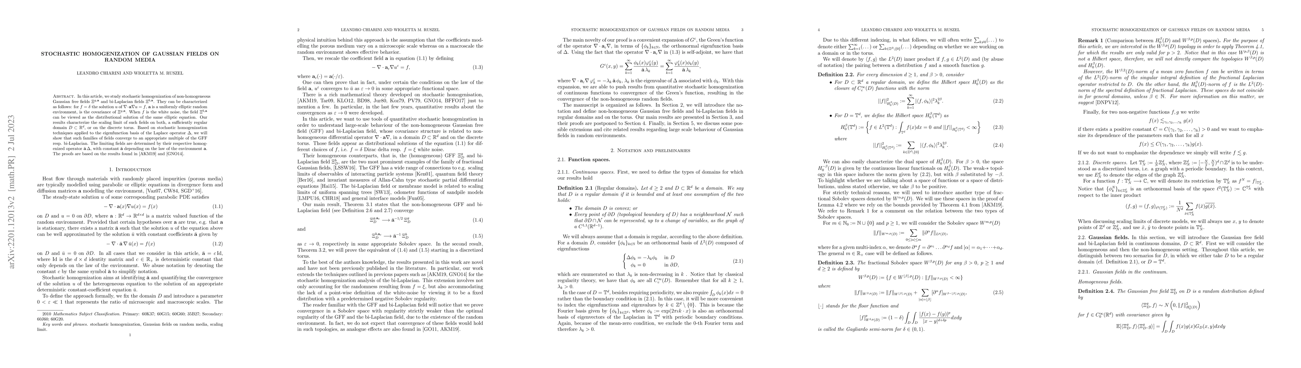 Thumbnail for Stochastic homogenization of Gaussian fields on random media