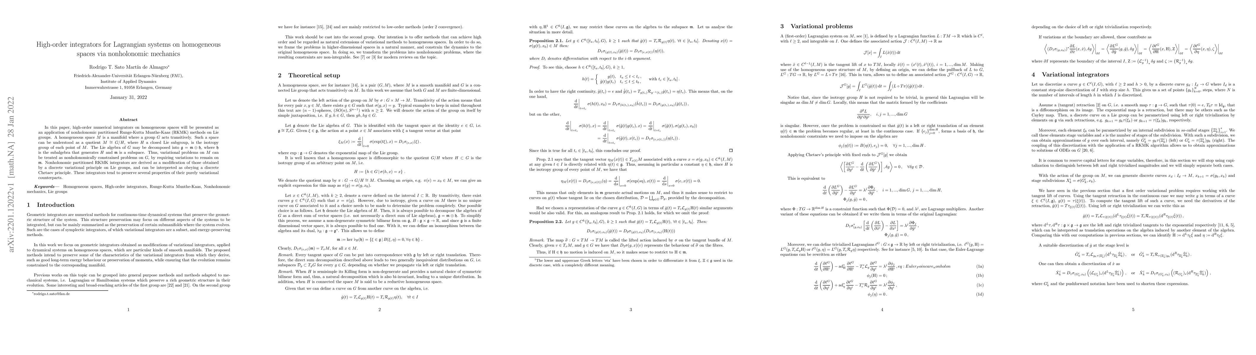 Thumbnail for High-order integrators for Lagrangian systems on homogeneous spaces via
  nonholonomic mechanics