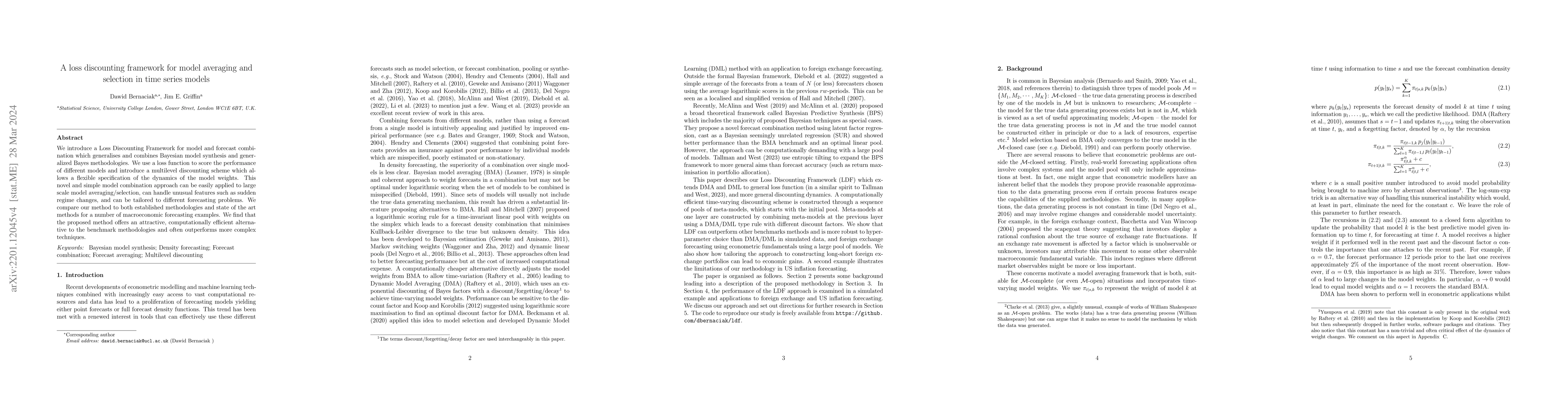 Thumbnail for A loss discounting framework for model averaging and selection in time
  series models