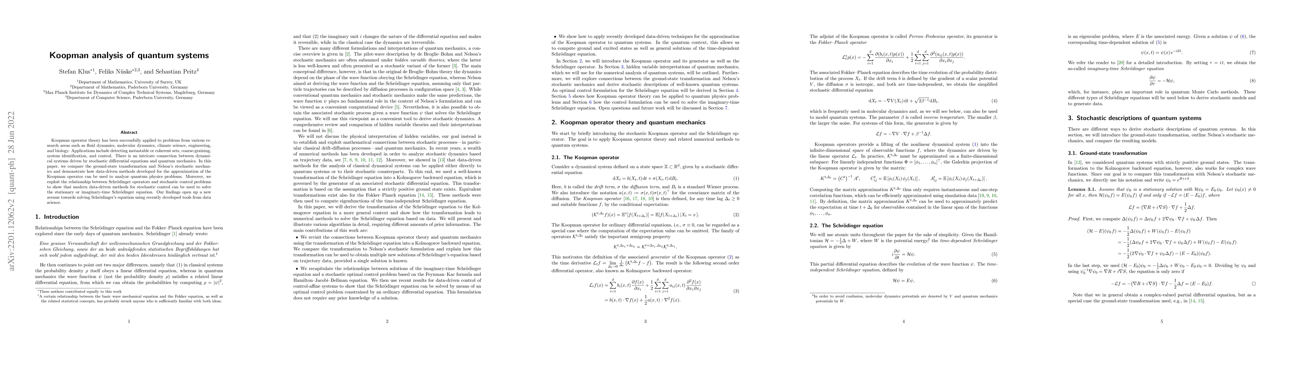 Thumbnail for Koopman analysis of quantum systems