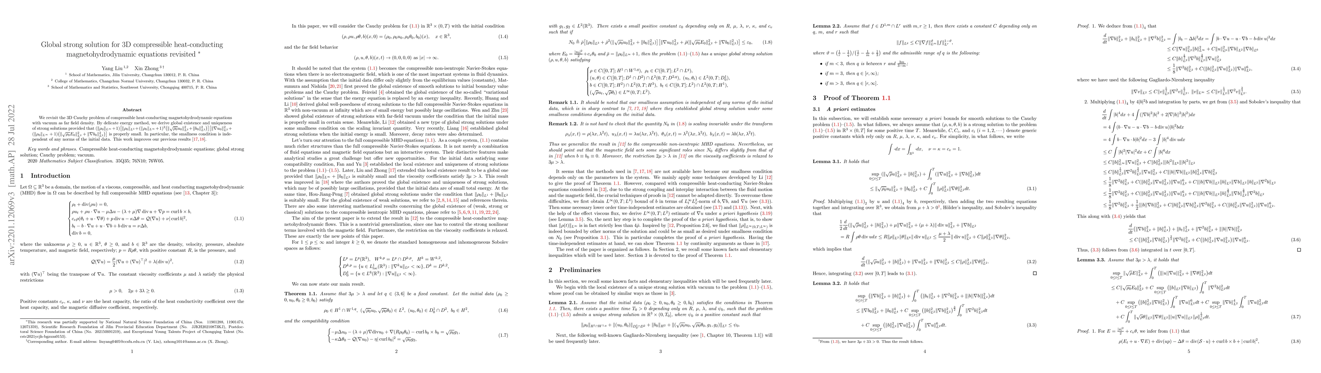 Thumbnail for Global strong solution for 3D compressible heat-conducting
  magnetohydrodynamic equations revisited