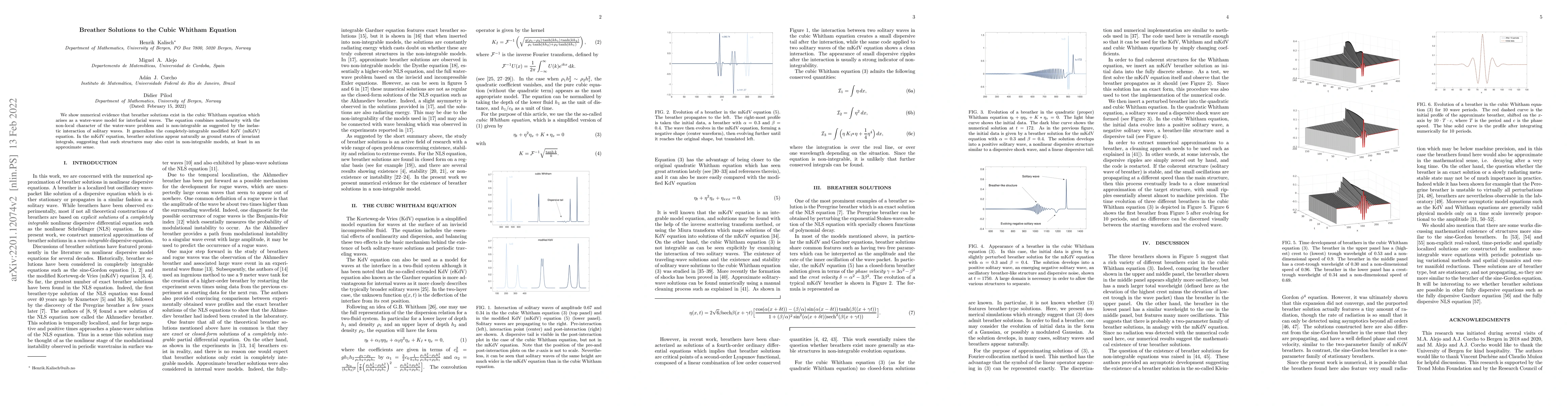 Thumbnail for Breather Solutions to the Cubic Whitham Equation